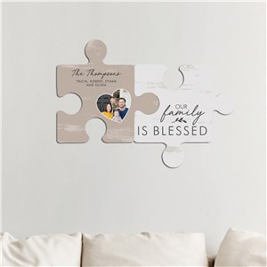 Personalized Our Family is Blessed Wall Decor Puzzle Set | Personalized Photo Wall Art