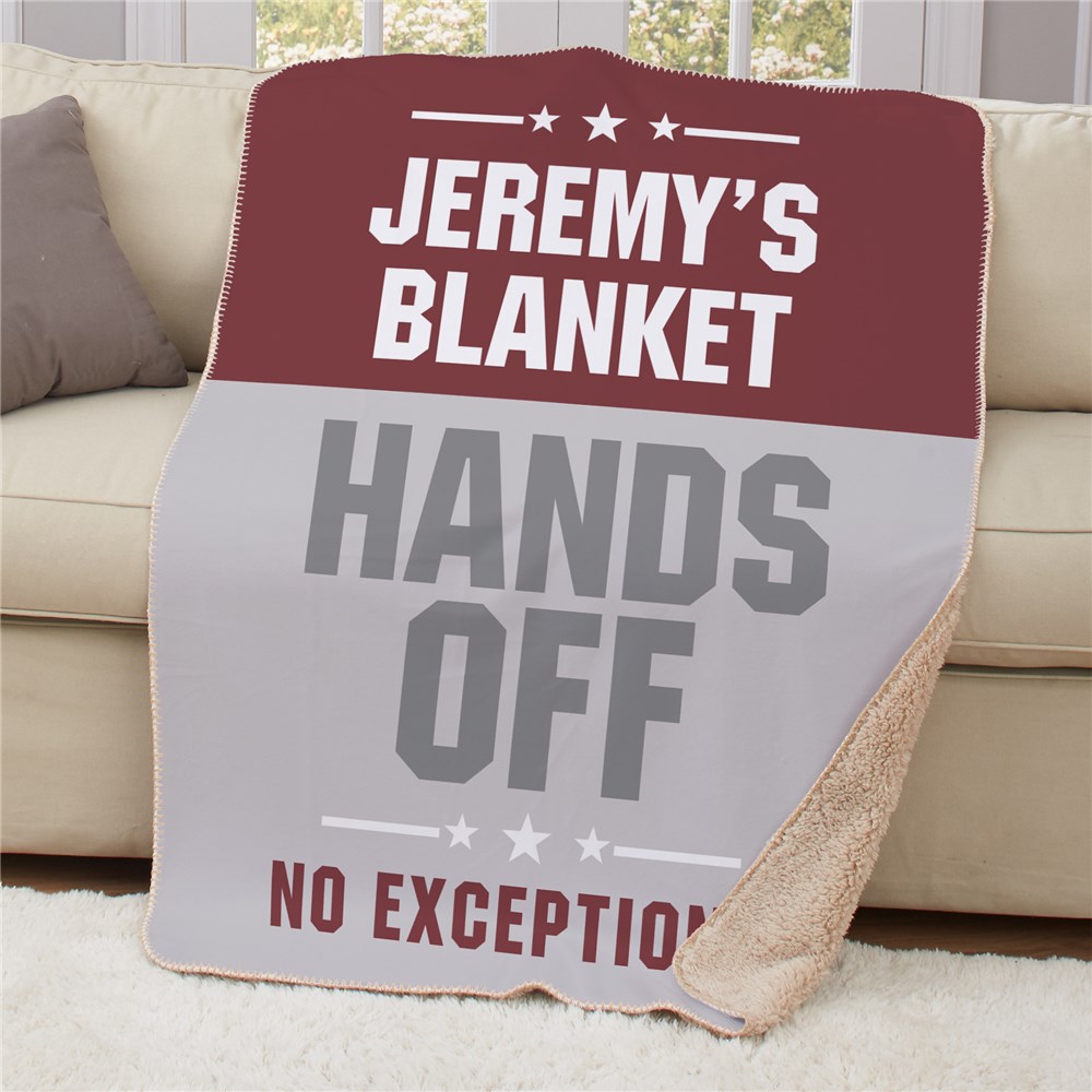 Personalized Hands Off No Exception Sherpa Blanket | Personalized Blankets