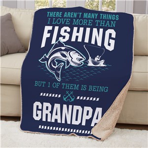 Personalized Love More Than Fishing Sherpa Blanket | Personalized Blankets