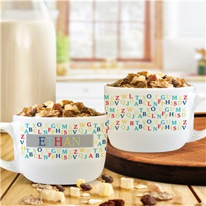 Personalized Colorful Alphabet Bowl with Handle U1296623T
