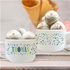 Personalized Polka Dot Bowl with Handle U1296723T