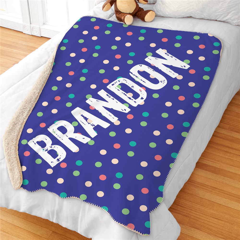 Personalized Polka Dot Sherpa Blanket | Personalized Blankets For Kids