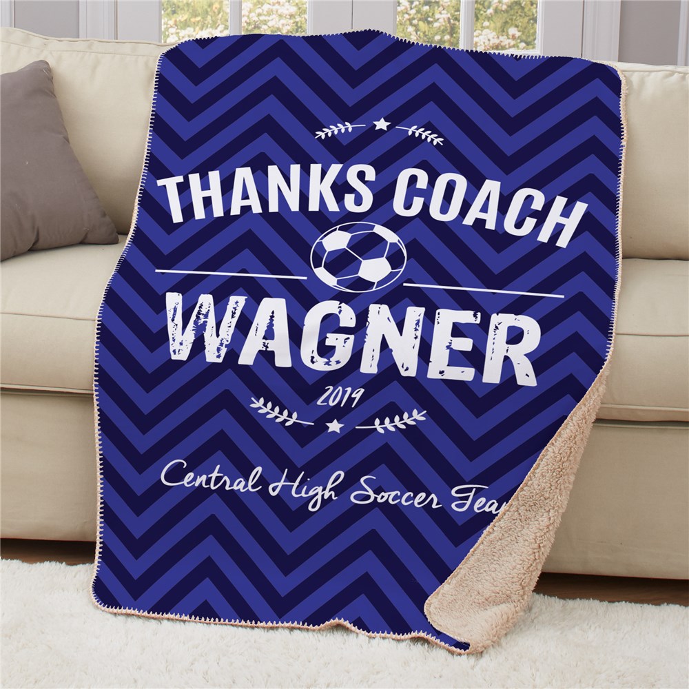 Personalized Thanks Coach Sherpa Blanket GiftsForYouNow