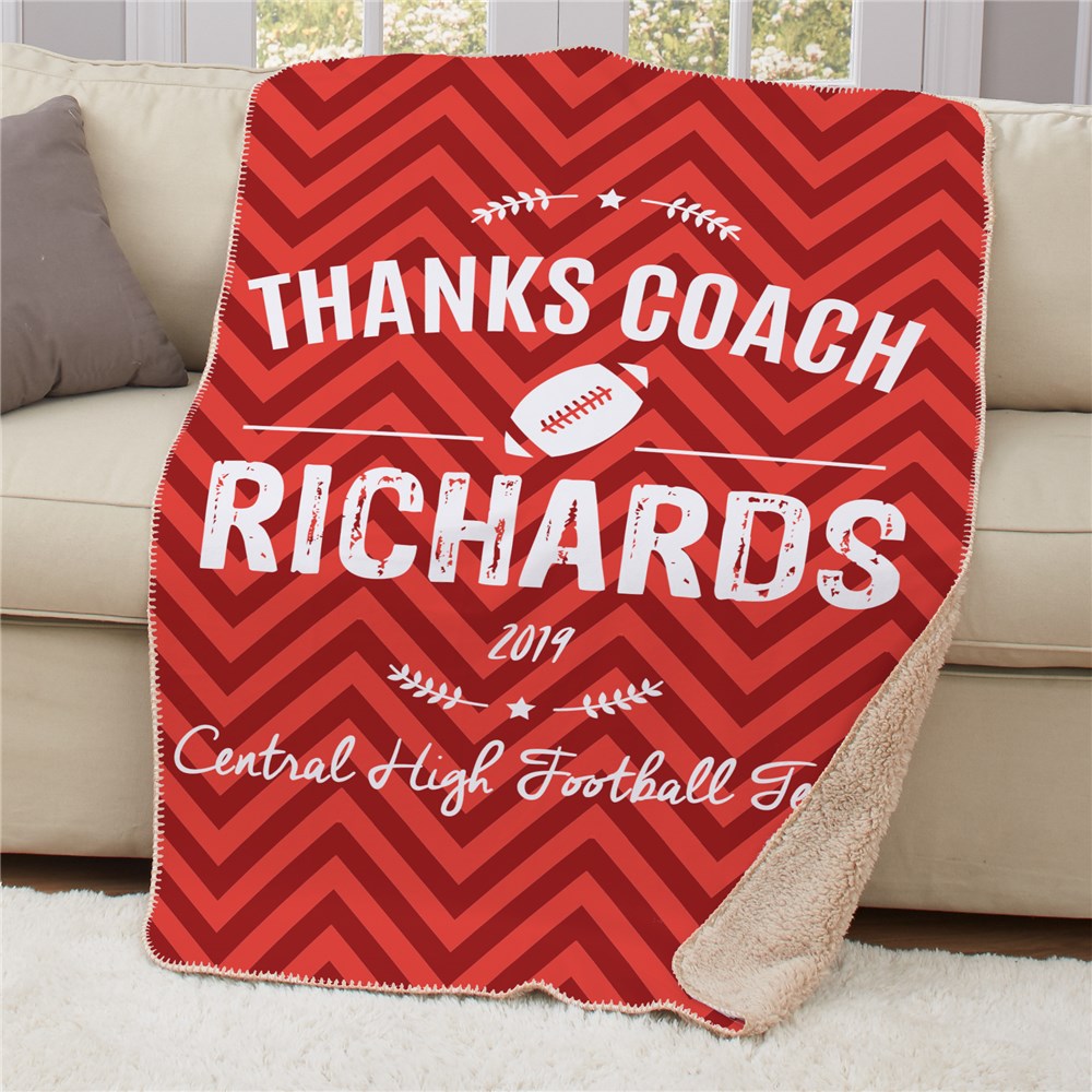 Personalized Thanks Coach Sherpa Blanket GiftsForYouNow
