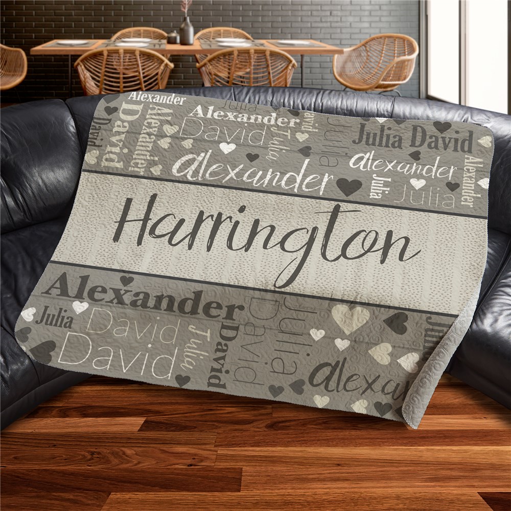 Personalized Wood Pattern Word Art Quilted Blanket U13194159