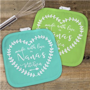 Personalized Made With Love In Nana's Kitchen Pot Holder | Personalized Pot Holders