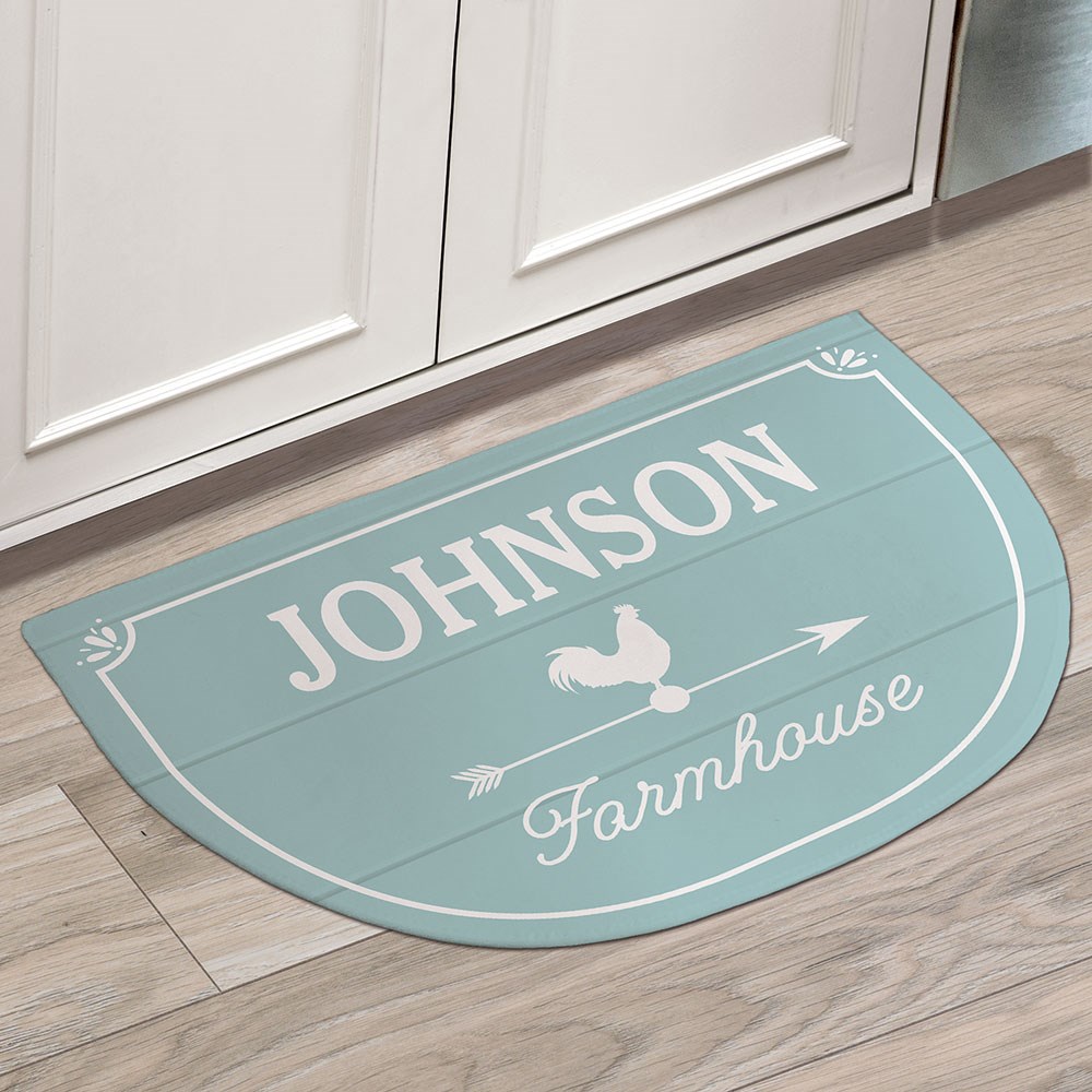 Farmhouse Personalized Rounded Kitchen Mat | Personalized Floor Mat