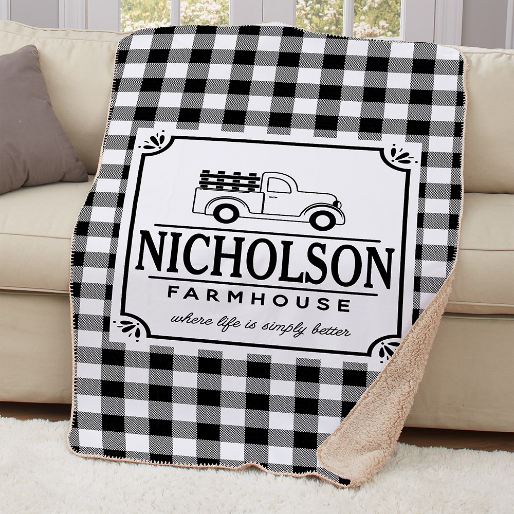 Personalized Farmhouse 50x60 Sherpa Blanket GiftsForYouNow