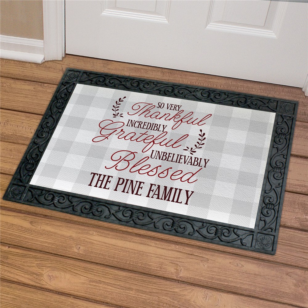 Personalized So Very Thankful 18x30 Doormat