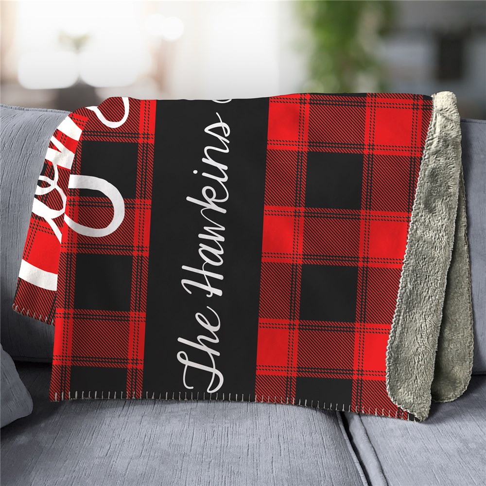 Personalized Buffalo Plaid Christmas Sherpa Throw 50x60 | Personalized Plaid Blankets