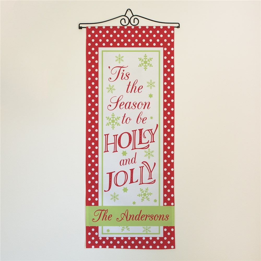 Holly Jolly Personalized Christmas Wall Hanging | Christmas Wall Decor
