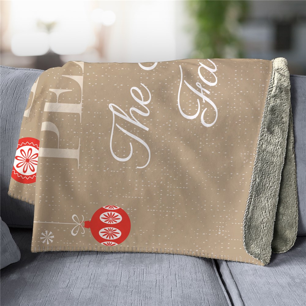 Personalized Joy Love Peace 50x60 Sherpa Throw | Christmas Blankets