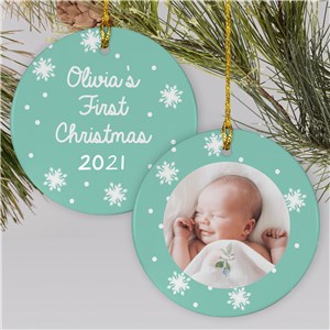 Baby's First Photo Ornament | Mint Colored Baby Ornaments