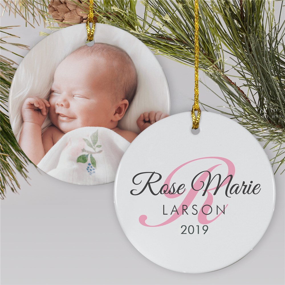 Initial Personalized Babys  First  Christmas Ornament 