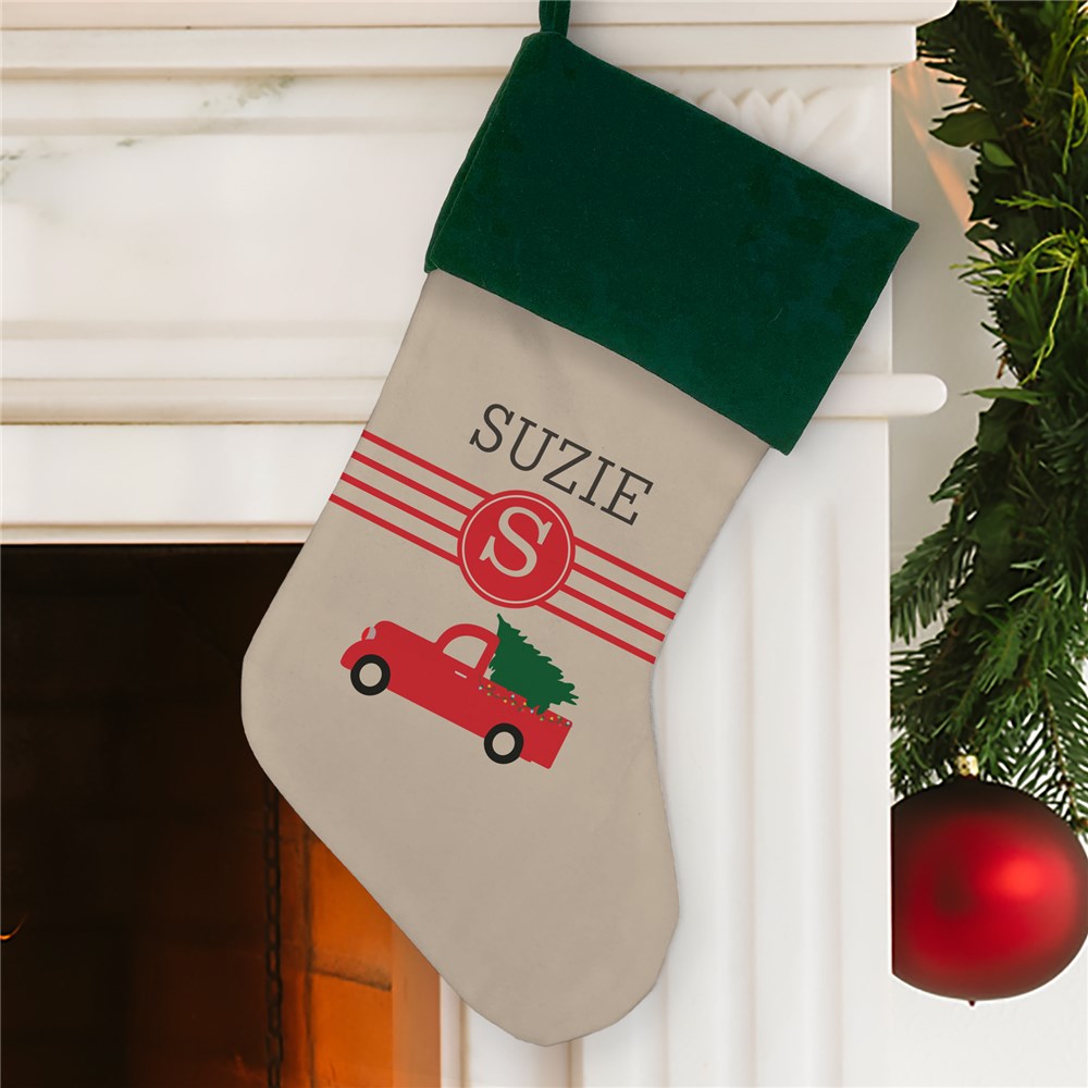 Personalized Red Christmas Truck Stocking | Personalized Christmas Stockings 