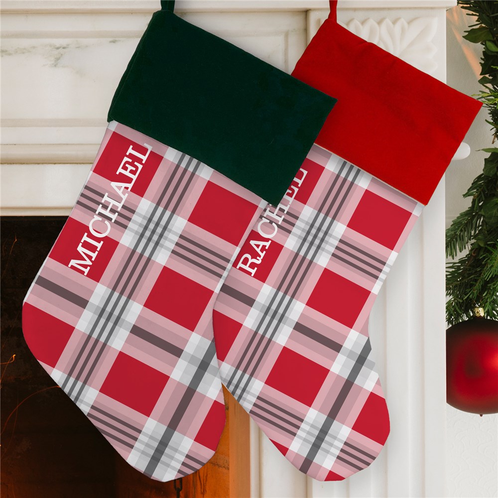 Red Plaid Personalized Christmas Stocking | Personalized Stockings