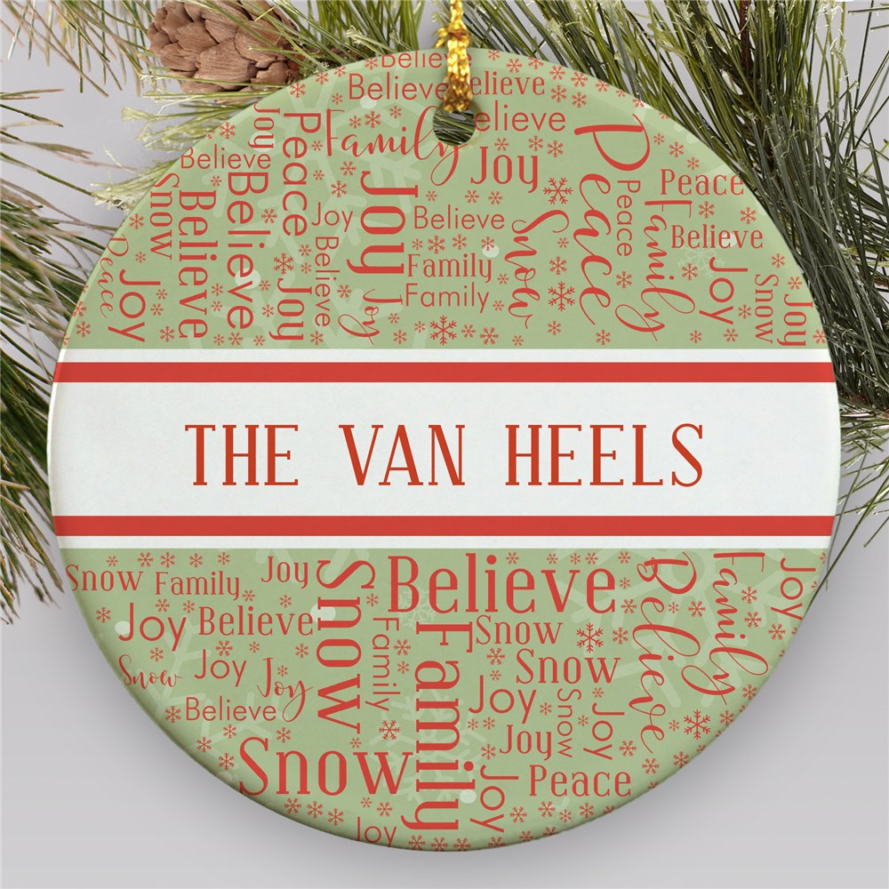 Vintage Style Ornament With Name | Word Cloud Christmas Ornament