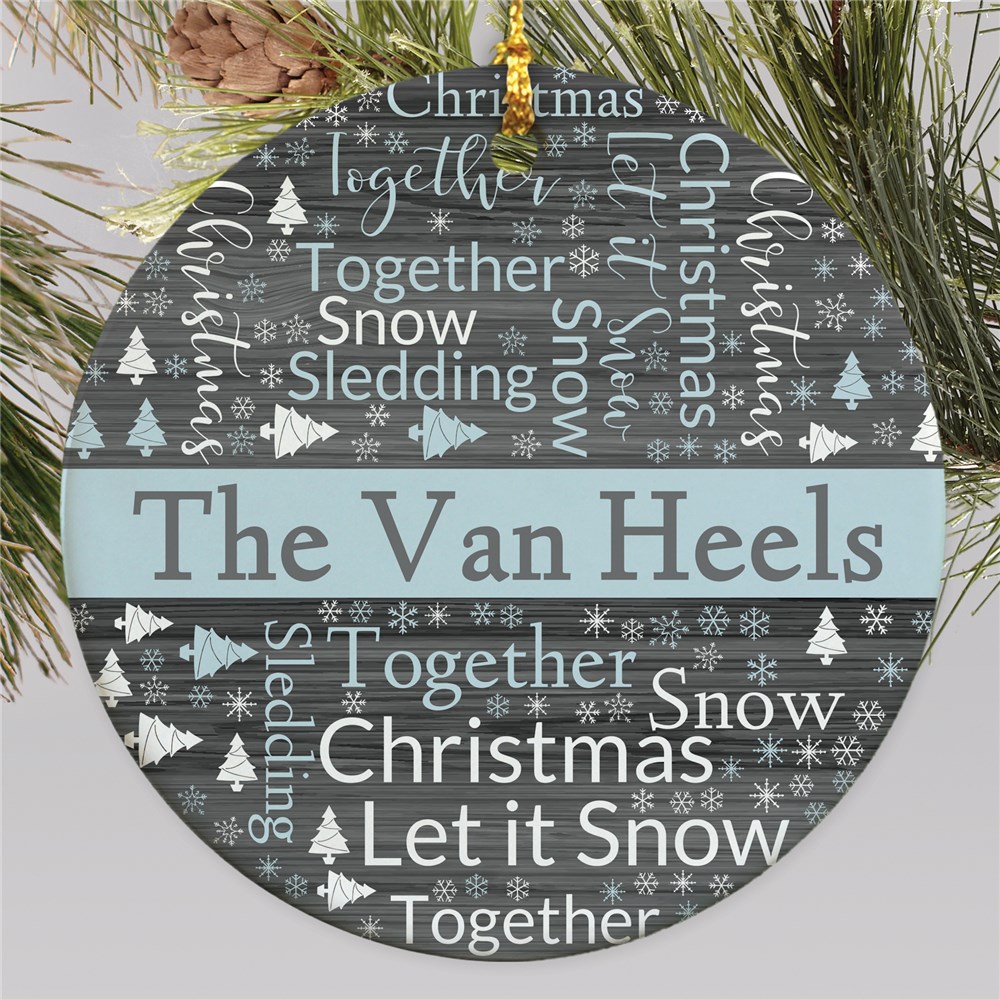 Let It Snow Word Art Ornament | Word Art Ornament With Snowflakes