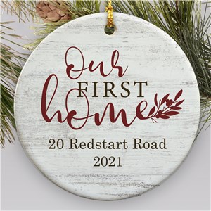 Personalized First Home Ornament | First Home Ornament With Leaf