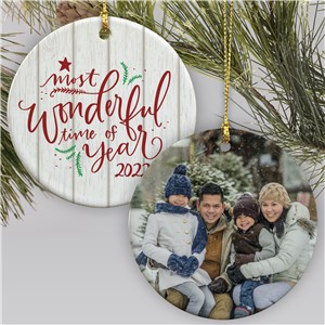 Personalized Family Photo Christmas Ornament | Most Wonderful Time Of The Year Ornament