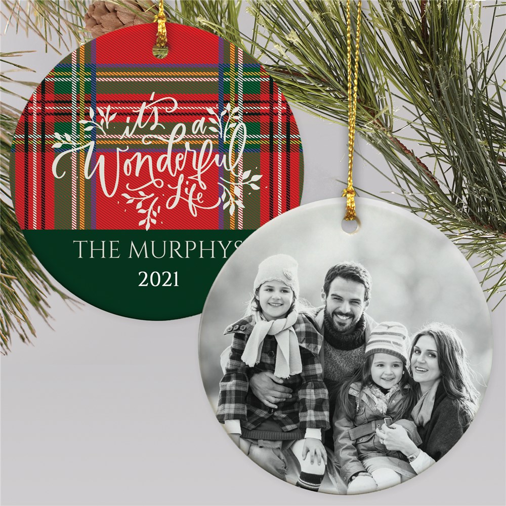 It's A Wonderful Life Ornament | Plaid Christmas Ornament With Photo