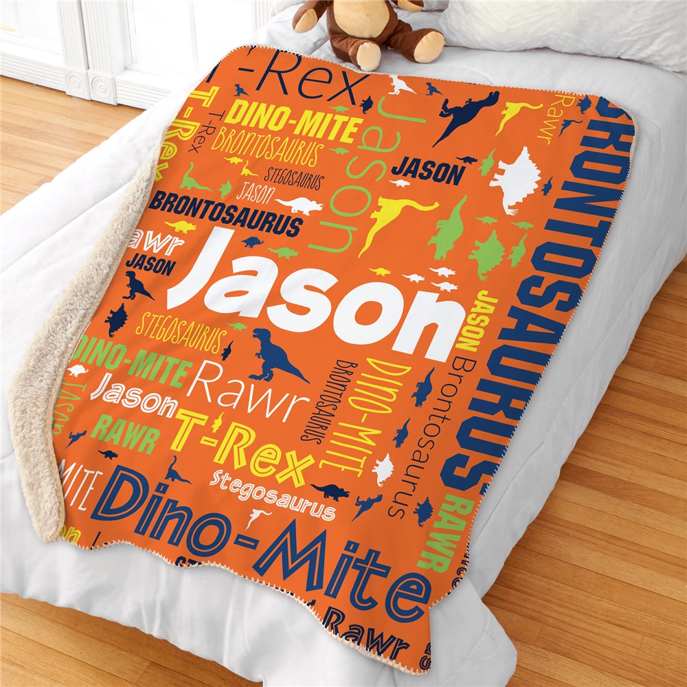 Personalized Kids Blankets | Dinosaur Kids Bedroom Decor