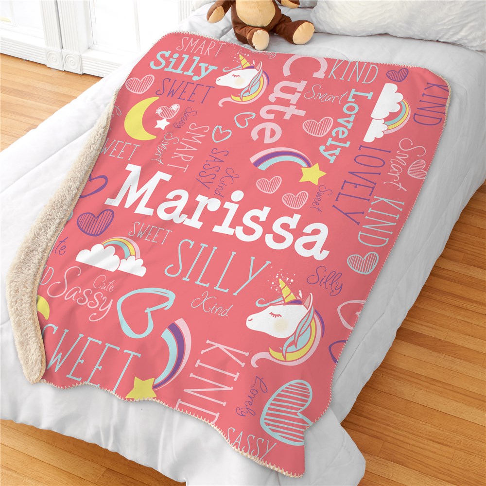 Personalized Sherpa Blanket | Unicorn Kids Room Decor