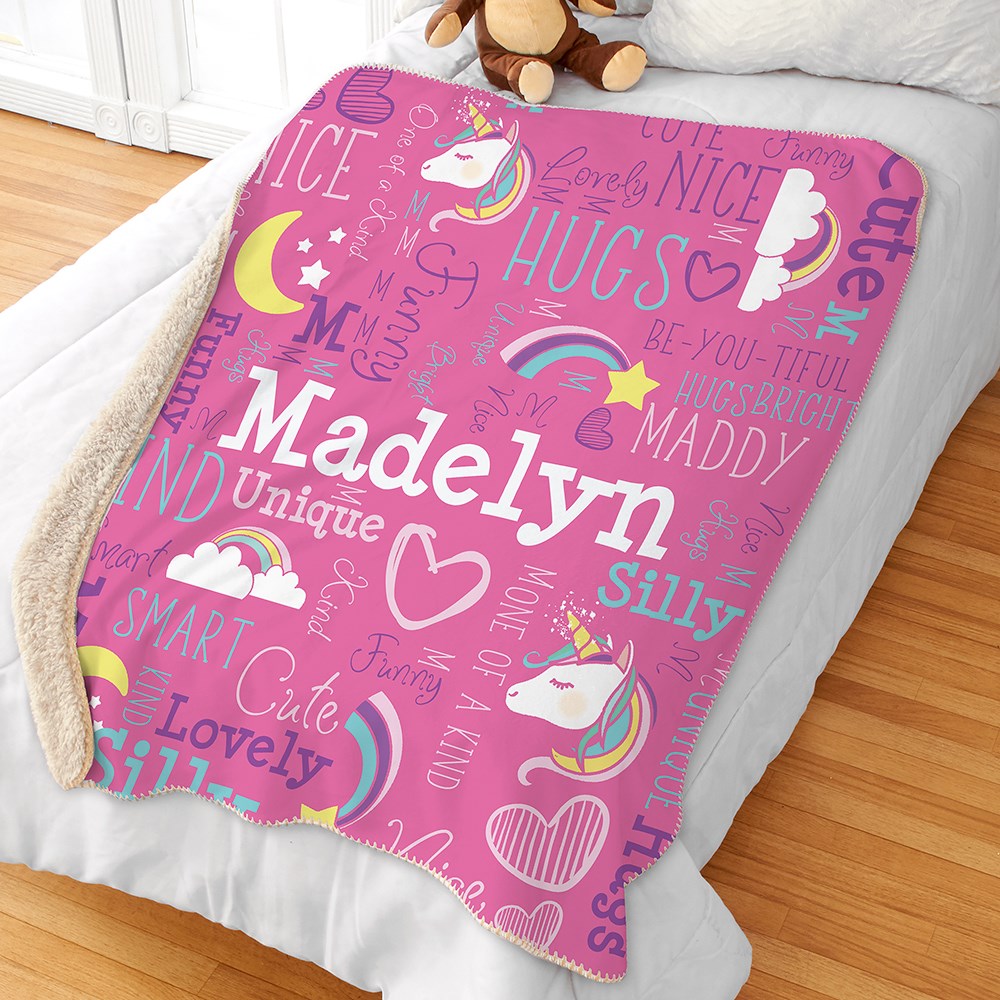 Personalized Sherpa Blanket | Unicorn Kids Room Decor