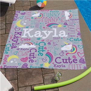 Personalized Unicorn Word Art Large Beach Towel U14040157
