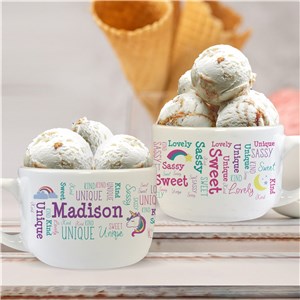 Personalized Unicorn Word Art Bowl with Handle U1404023T