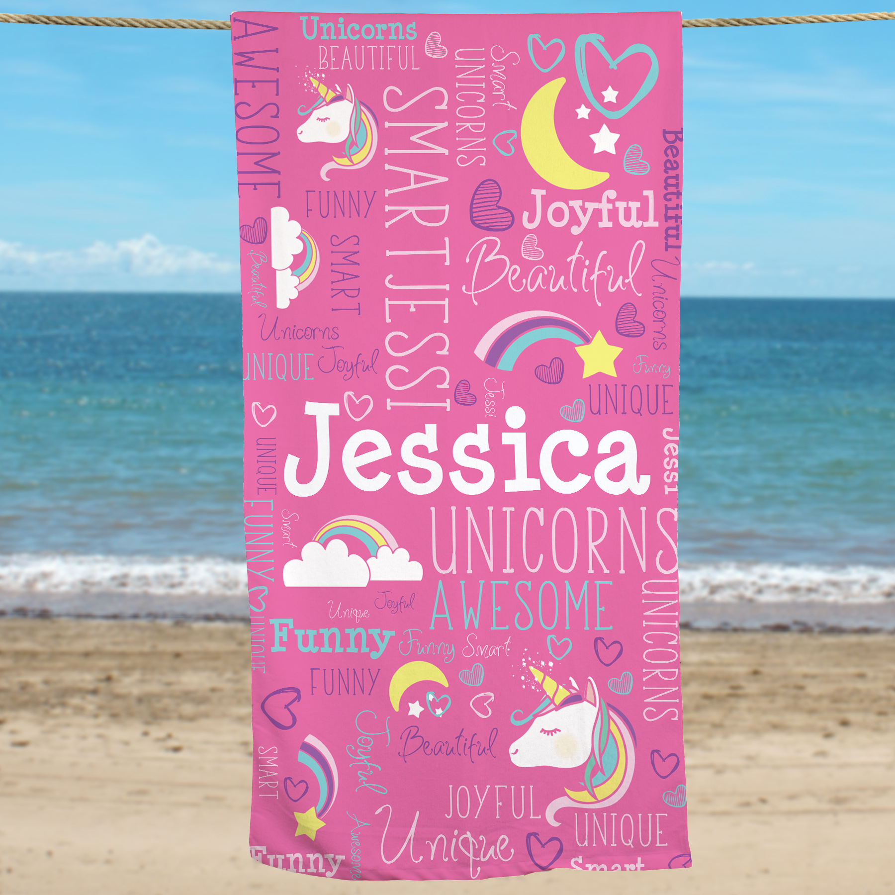 Unicorn Beach Towel | Personalized Kids Towels