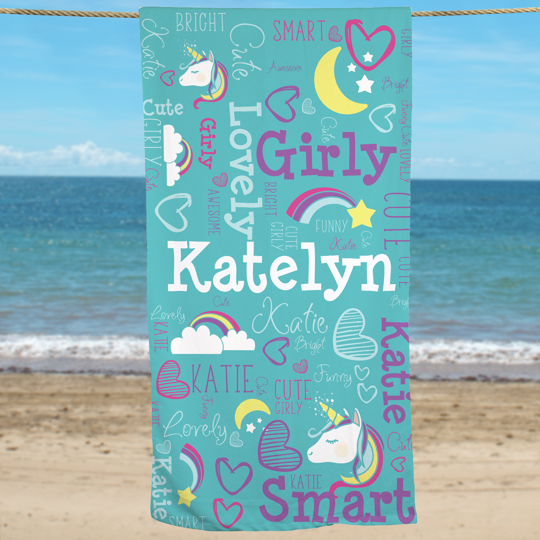 Unicorn Beach Towel | Personalized Kids Towels