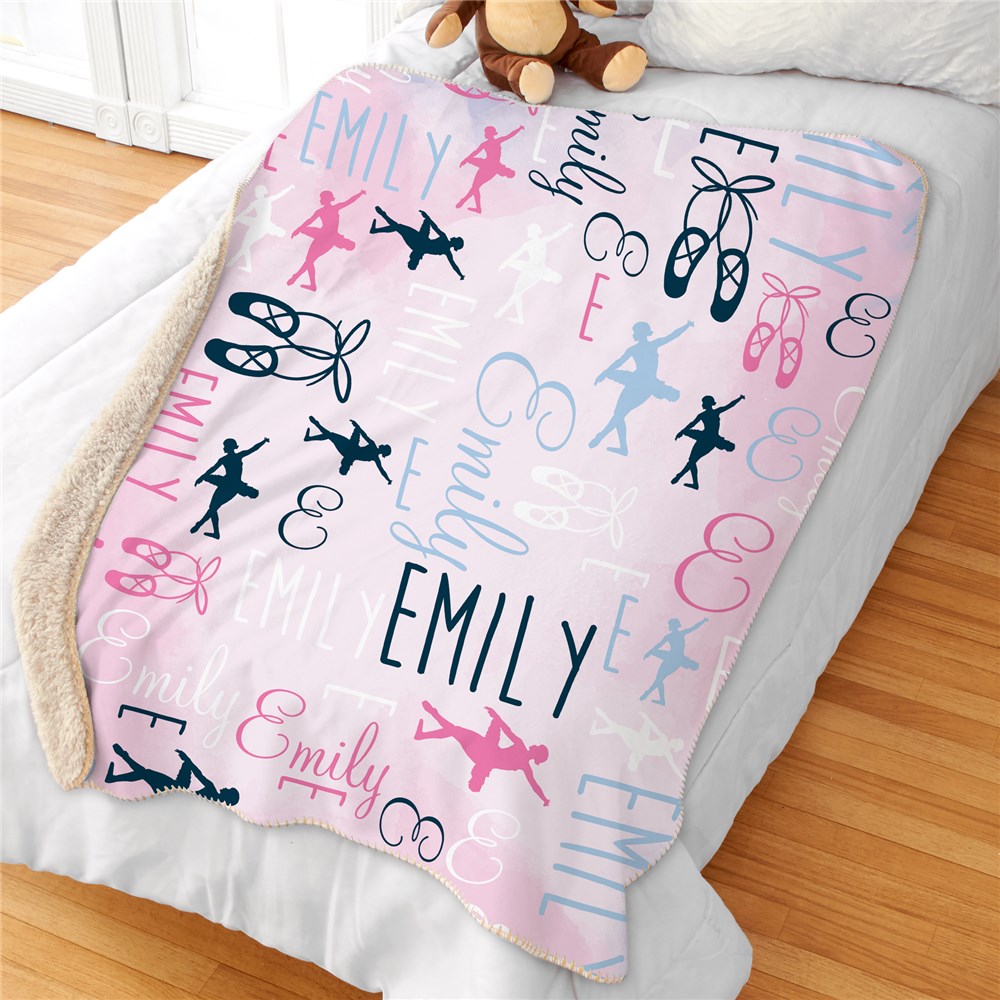 Girls Water Color Word Art Personalized Sherpa Blanket