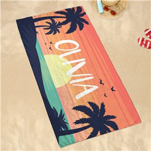 Personalized Sand-Free Beach Towel With Sunset Design