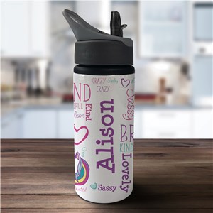 Personalized Unicorn Word Art Aluminum Bottle
