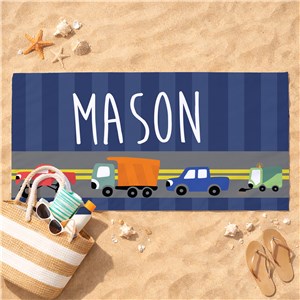 Boys Truck Beach Towel | Personalized Kids Towels