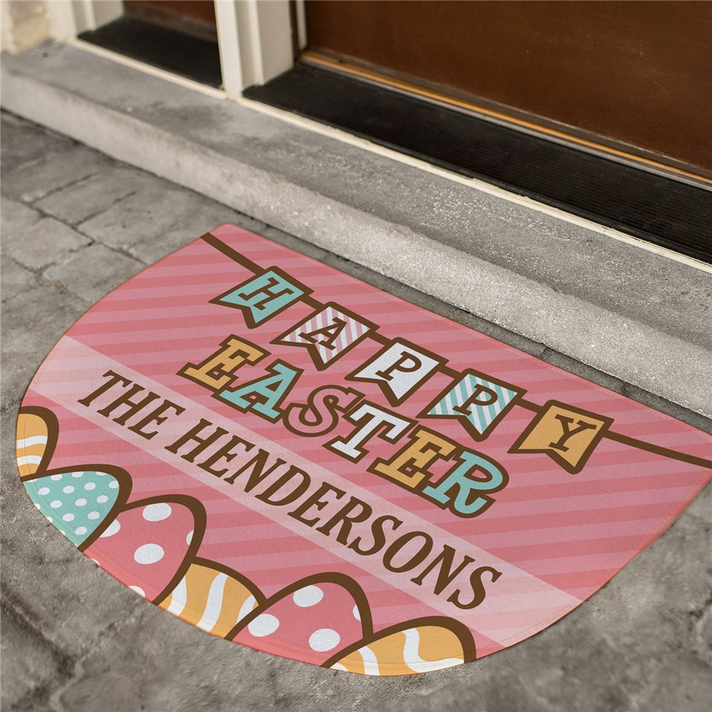 Personalized Easter Doormat | Pink Easter Decor