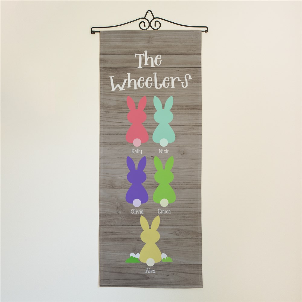 Personalized Colorful Bunny Family Wall Hanging