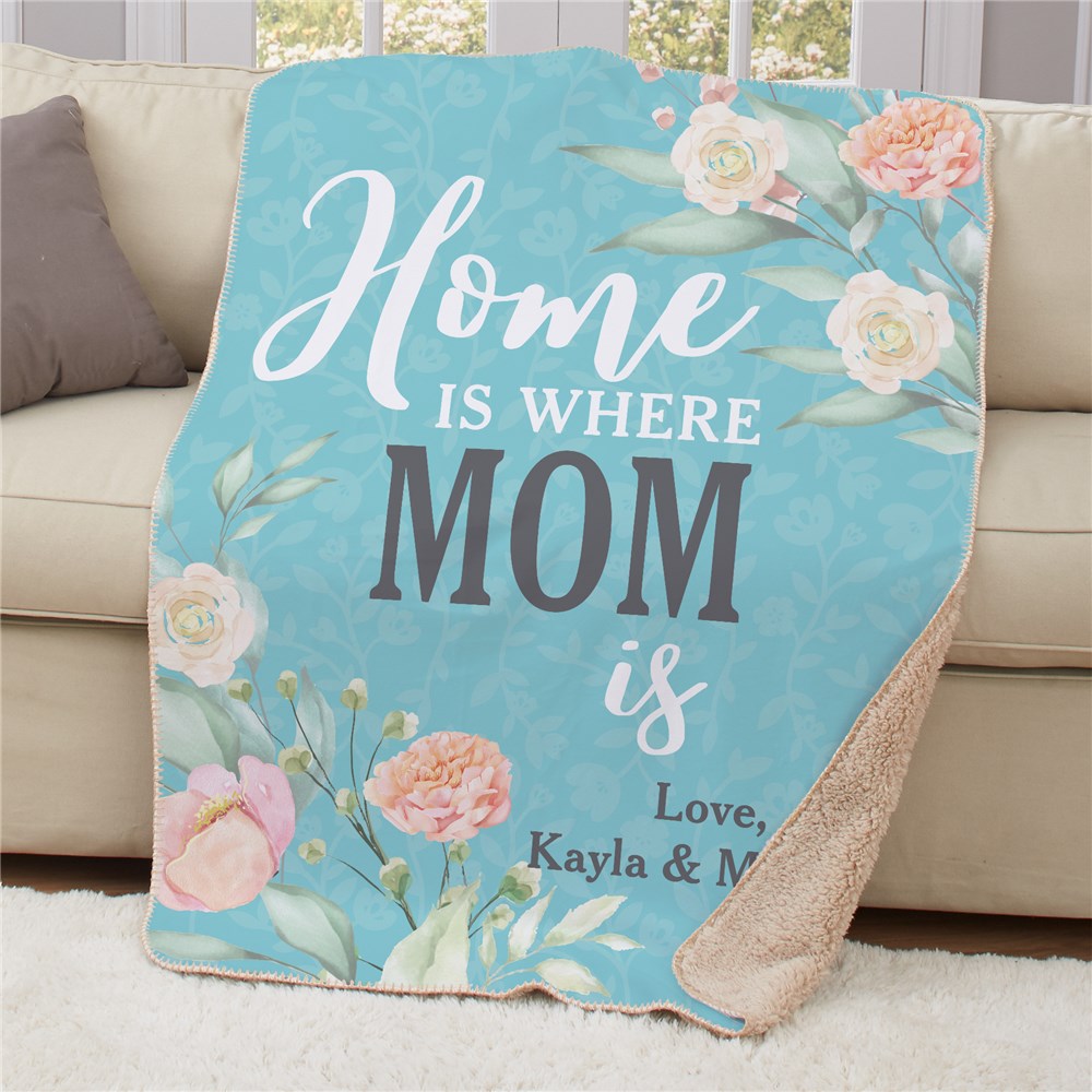 Personalized Home Is Where Mom Is 50"x60" Sherpa Blanket