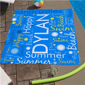 Personalized Summer Fun Word Art Large Beach Towel U14491157