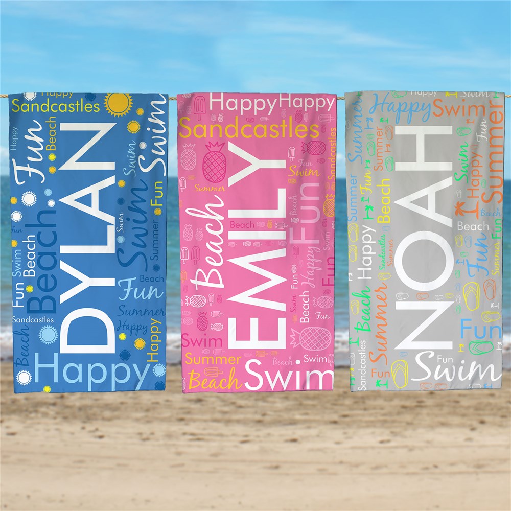 Personalized Word-Art Quick-Dry Beach Towel U14491158