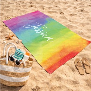 Tie Dye Rainbow Personalized Beach Towel