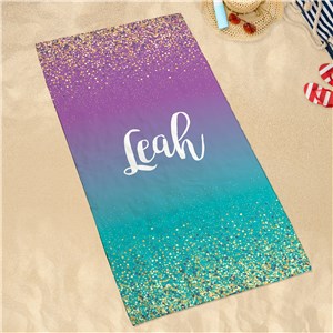 Personalized Gradient And Glitter Quick Dry Beach Towel U14587158
