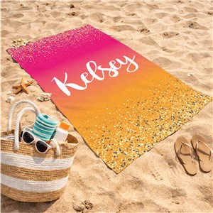 Personalized Gradient And Glitter Beach Towel U1458733