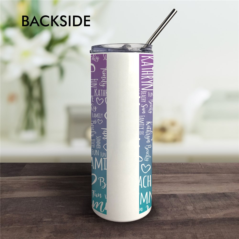 Personalized Gradient Word Art Tumbler with Straw U14593143