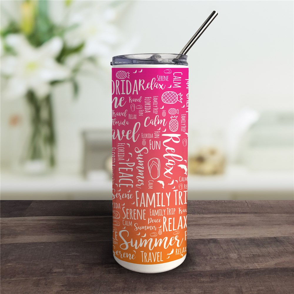 Personalized Gradient Word Art Tumbler with Straw U14593143