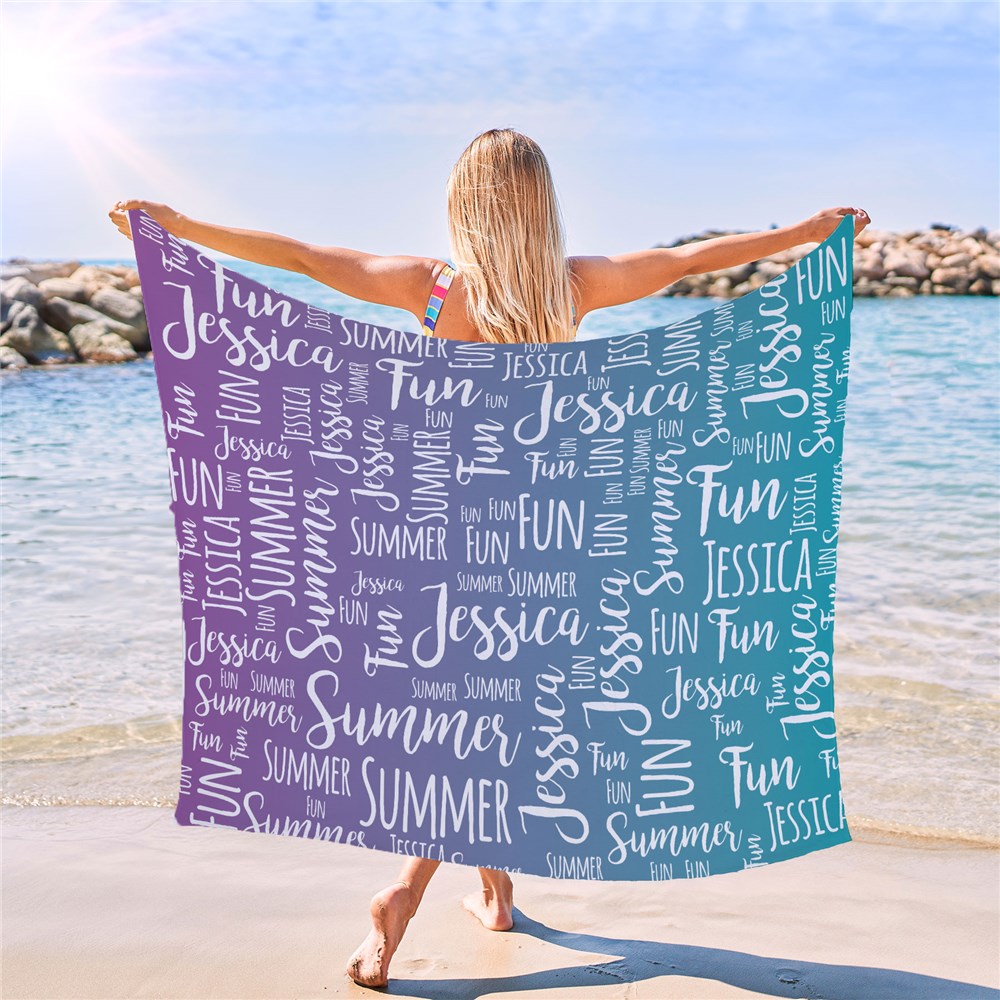 Personalized Large Beach Towel With Word-Art