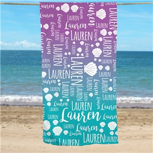 Summer Fun Gradient Word Art Beach Towel U1459333