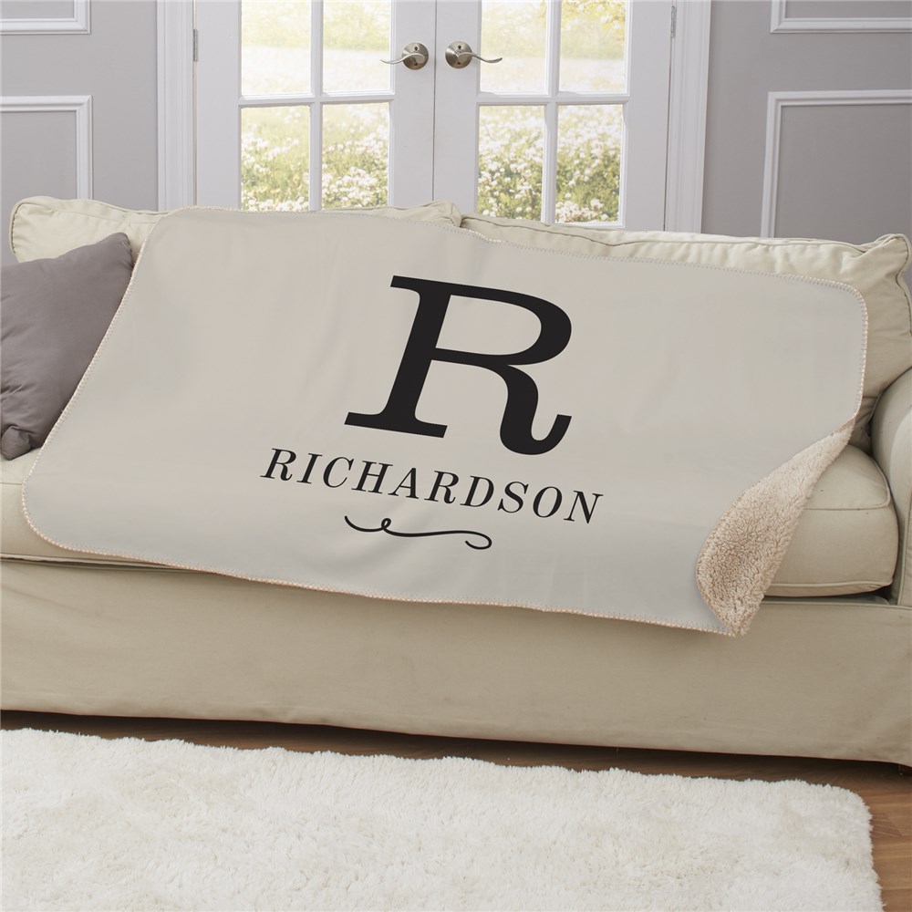 Personalized Sherpa Blanket | Customized Initial Blanket 