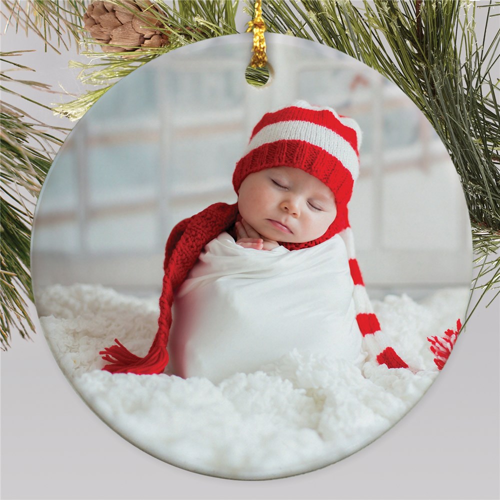 Personalized Circle Photo Christmas Ornament | Picture Ornaments